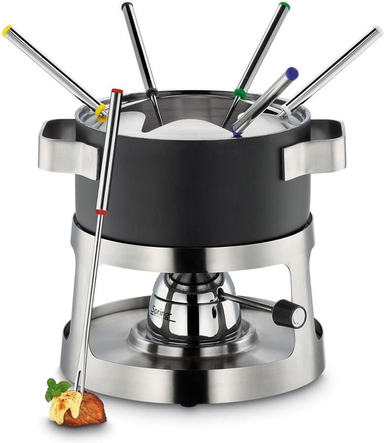 Fondue Set Inclusief 6 Vorken Roestvrij Staal Geschikt voor Inductie