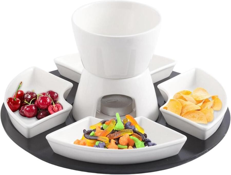 Fondue Set Kaas Smelten Gezellig Dineren Keramisch Materiaal 27 cm Wit