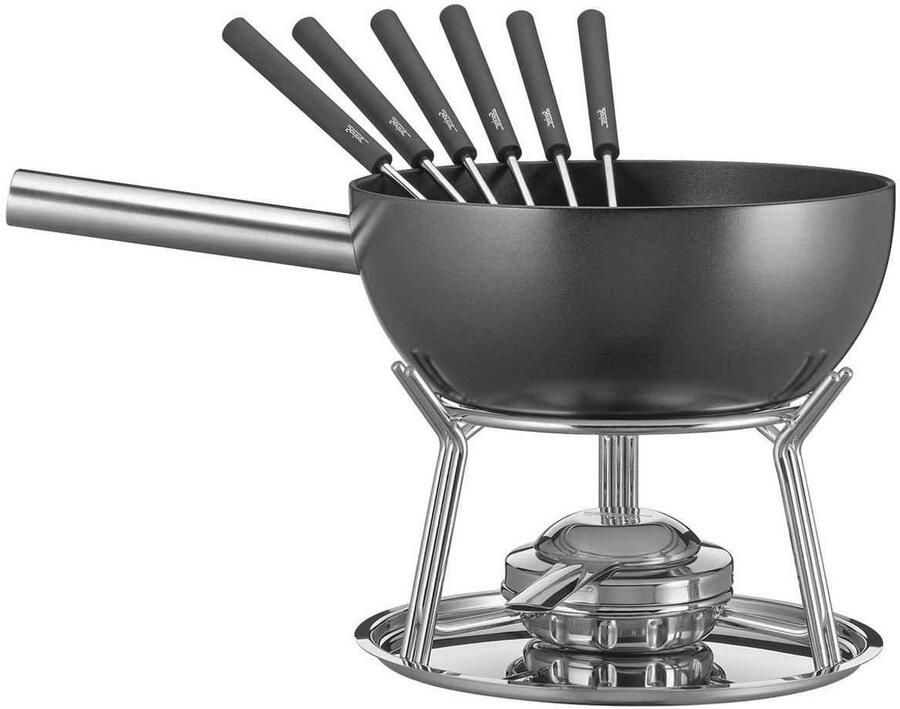 Fondue set Kaasfondue Gezellig tafelen Antiaanbaklaag 2 liter Zwart