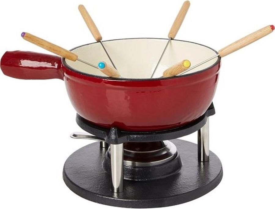 Fondue Set Kaasfondue Gezellig Tafelen Gelijkmatige Warmte 6 Personen Rood
