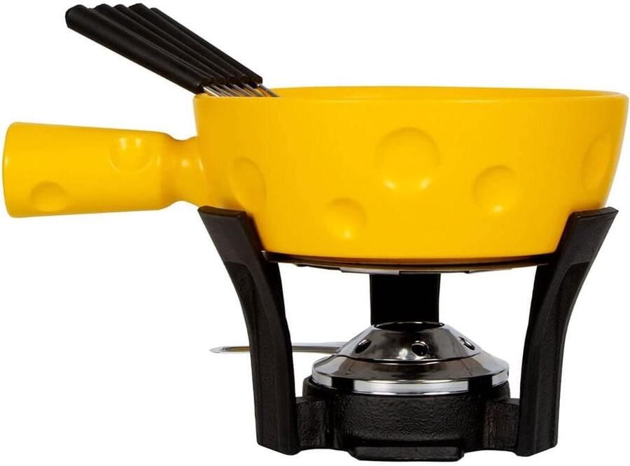 Fondue Set Kaasfondue Gezellig Tafelen Vaatwasserbestendig 1.3 Liter Geel