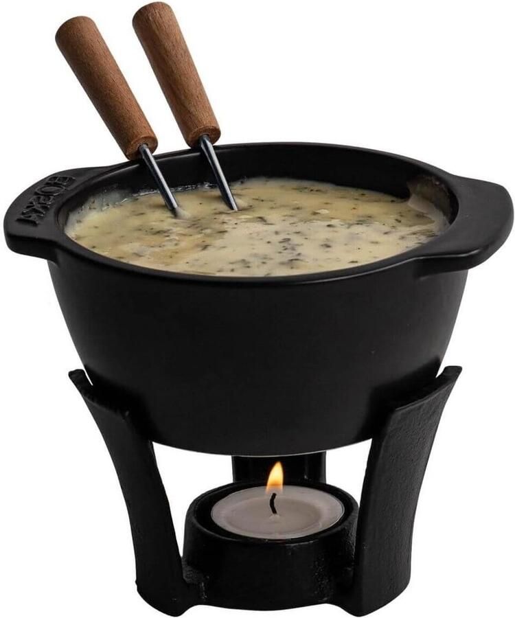 Fondue Set Kaasfondue Pan Gezellig Tafelen Vaatwasserbestendig 300 ml Zwart