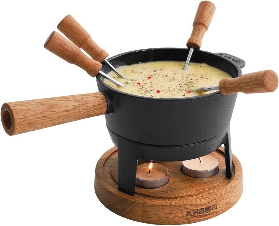 Fondue Set Kaasfondue Pan Gezellig Tafelen Voor Elk Fornuis 700 ml Zwart