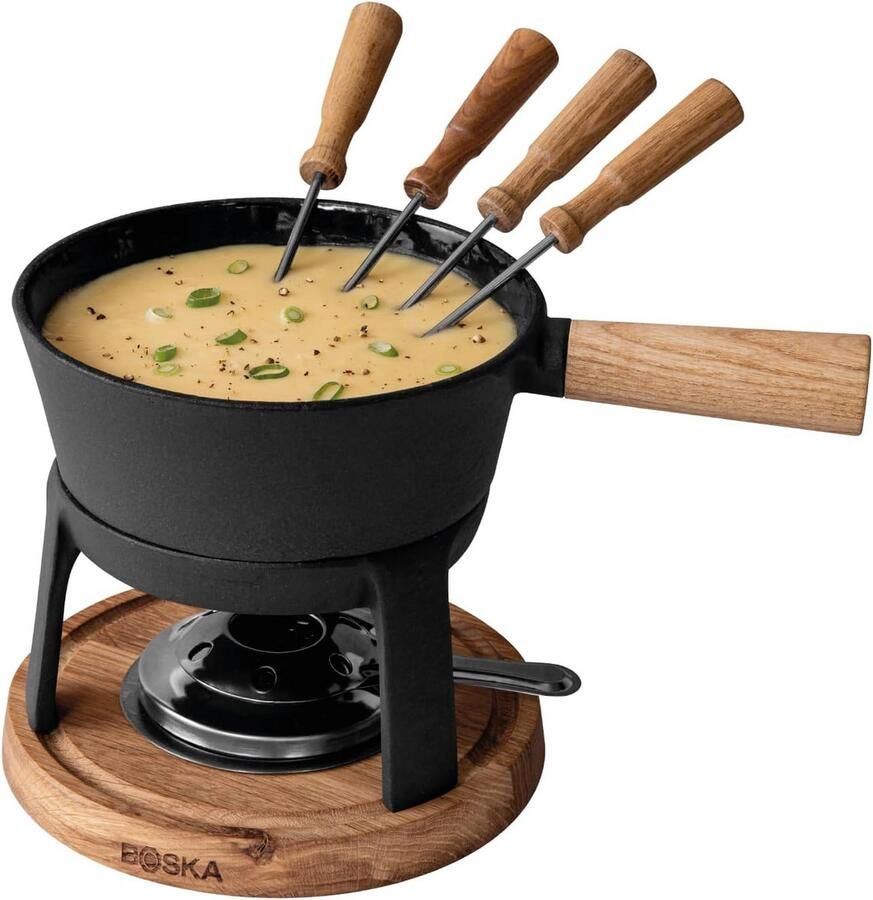 Fondue Set Kaasfondue Pan Gezellig Tafelen Voor Elke Warmtebron 12 Liter Bruin Zilver Zwart