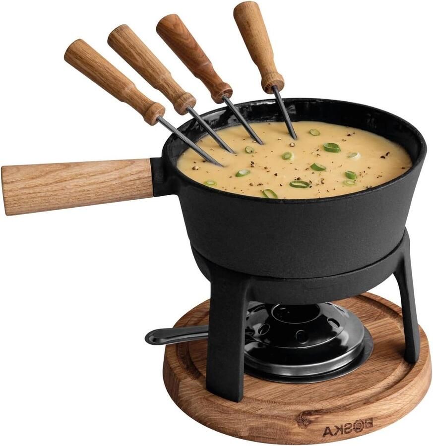 Fondue Set Kaasfondue Pan Gezellig Tafelen Voor Elke Warmtebron 12 Liter Bruin Zilver Zwart - Foto 1