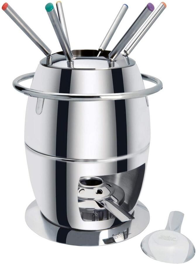 Fondue Set Kaasfondue Pot Gezellig Tafelen Inclusief Pasta Brander 28 cm Zilverkleurig