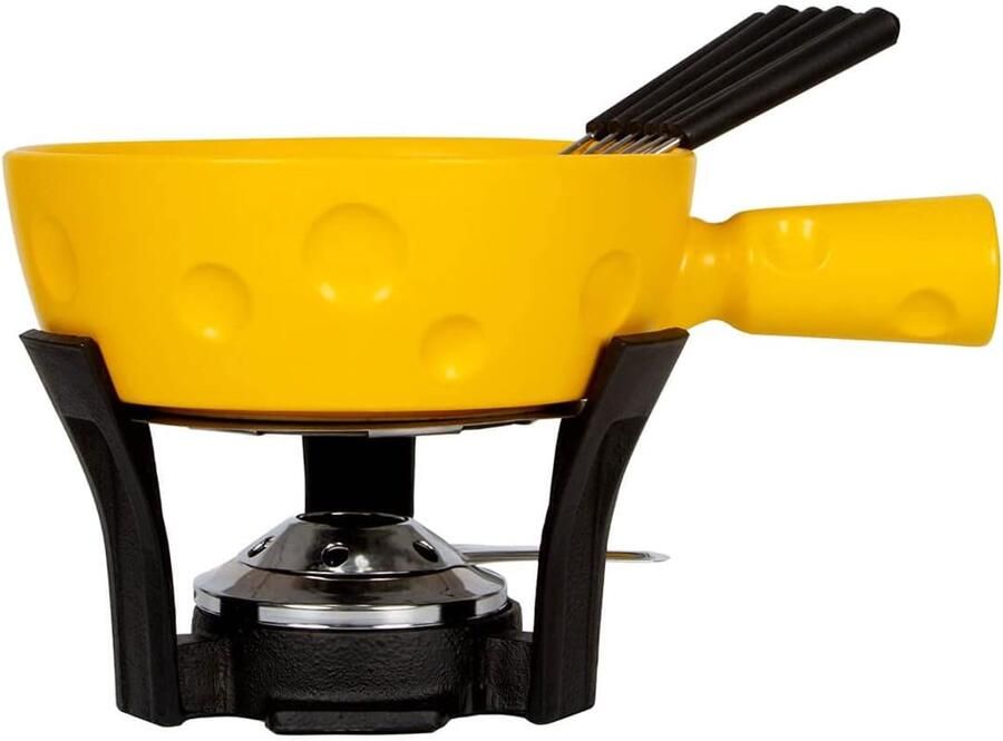 Fondue Set Kaasfondue Schaal Gezellig Tafelen Vaatwasserbestendig 1.3 Liter Geel