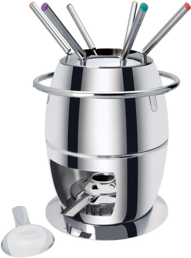 Fondue Set Kaasfondue Set Gezellige Avonden Inclusief Branders 28 cm Zilver