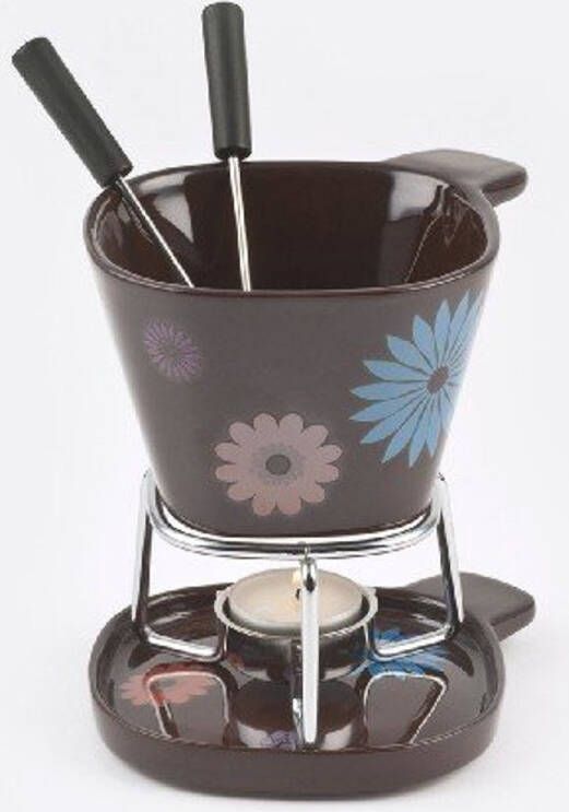 Fondue set met bloemenmotief