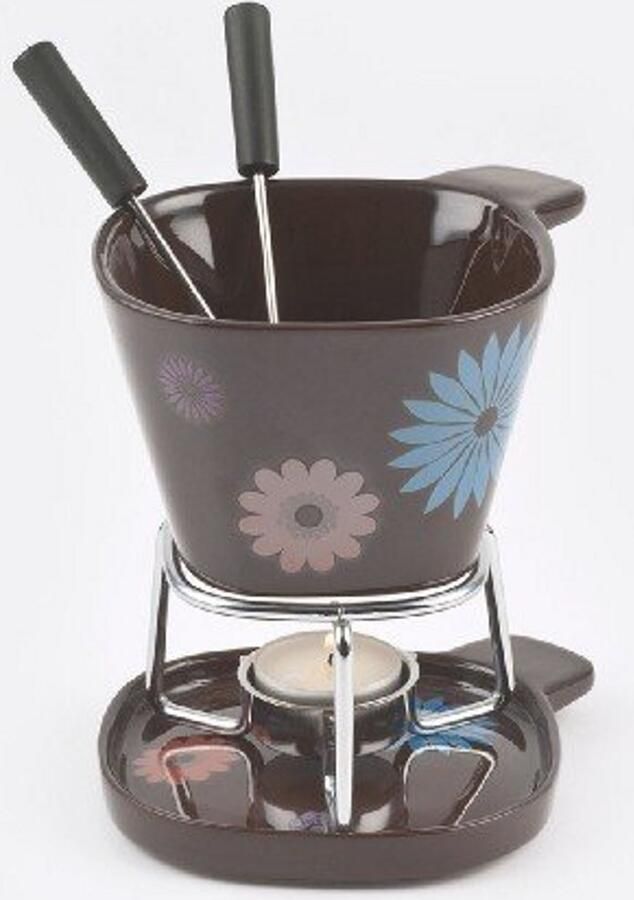 Fondue set met bloemenmotief