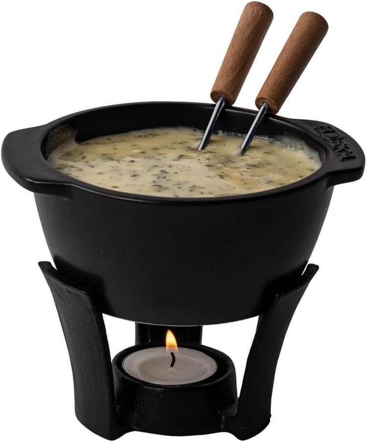 Fondue Set Kaasfondue Gezellig Tafelen Vaatwasserbestendig 300ml Zwart