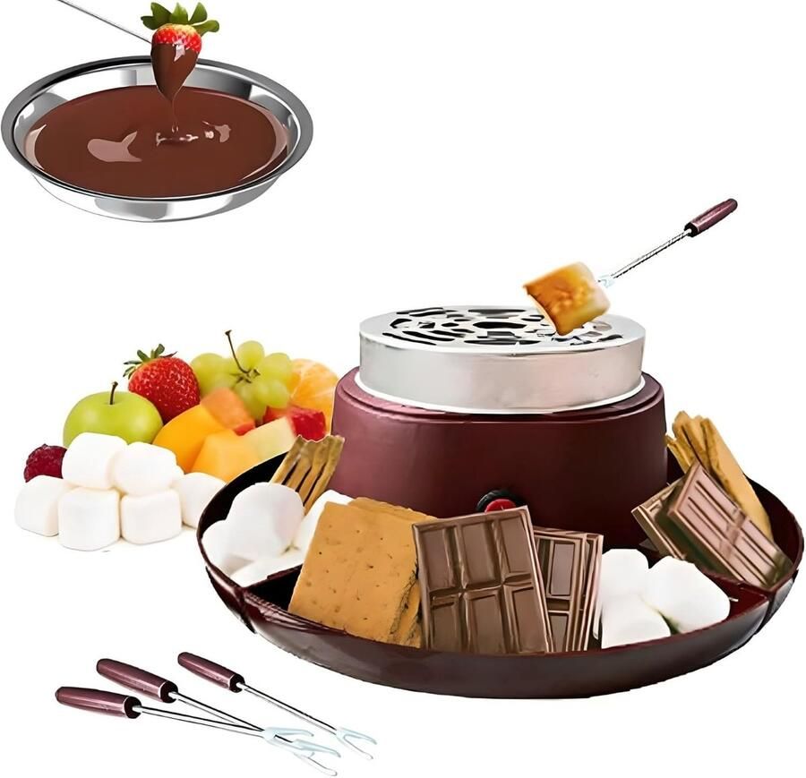 Fondue Set S'mores Maker Kinderfeestjes Thuis 2-In-1 Functie 15 x 15 x 20 cm Koffiebruin