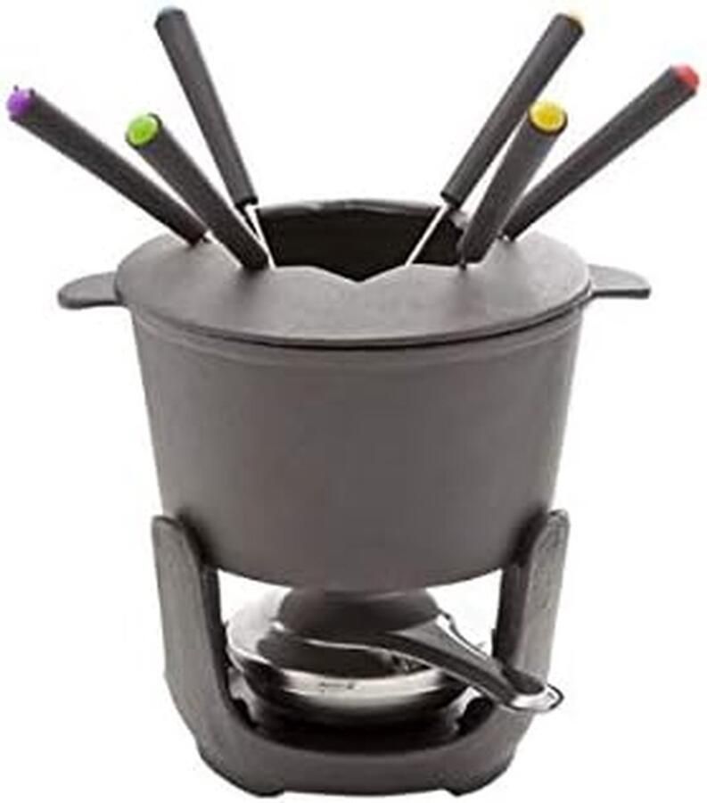 Fondue Set Vleesfondue Gezellig Tafelen Inclusief Spatdeksel 6 Personen Aluminium