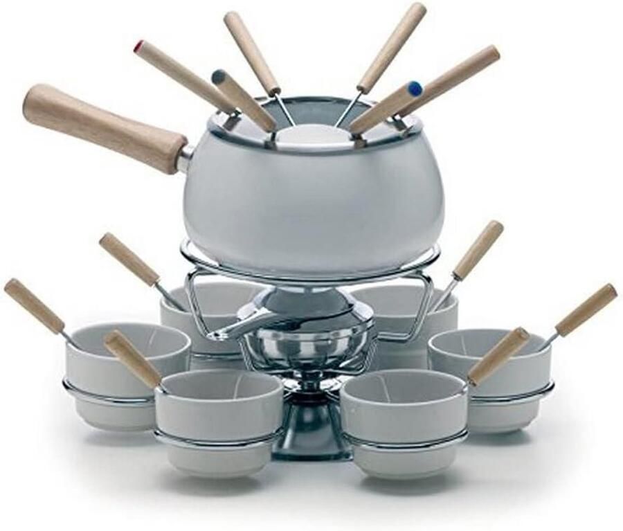 Fondue set Vleesfondueset Gezellig tafelen Vaatwasmachinebestendig 22-delig Wit