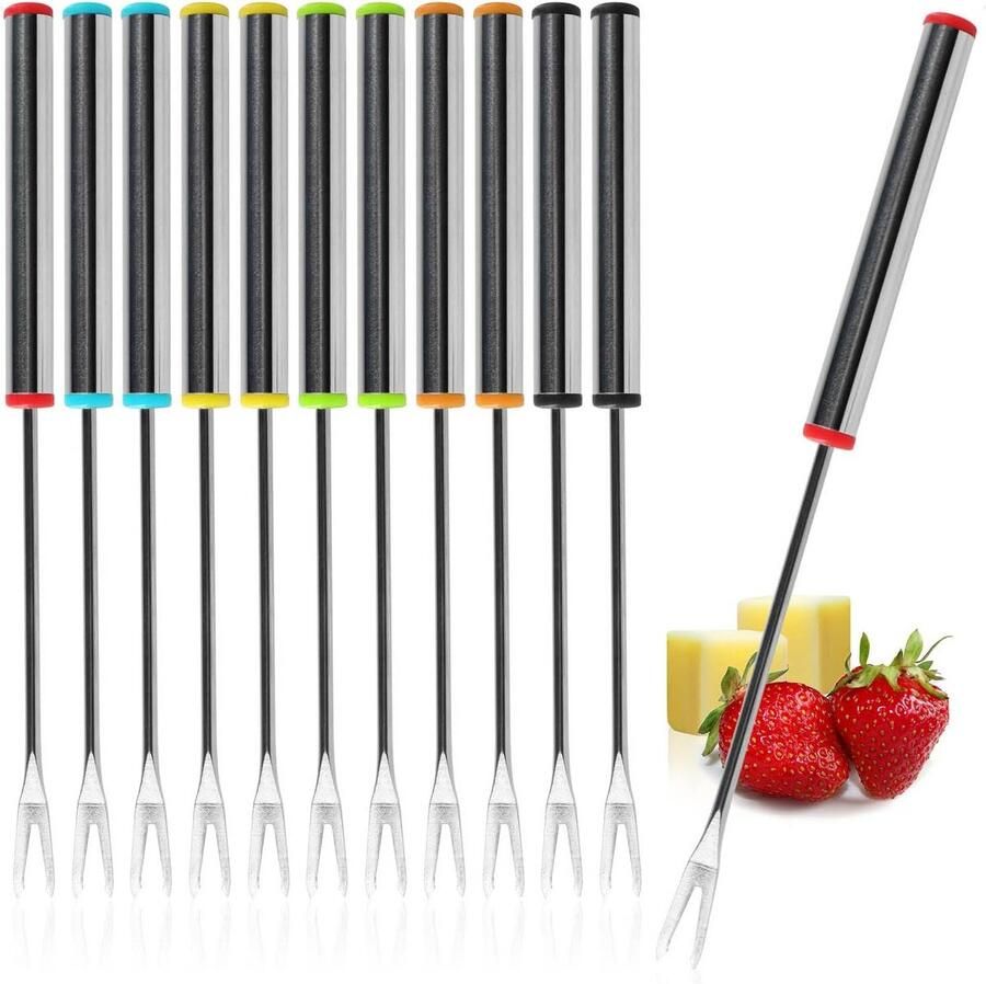 Fondue Vorken Dipschalen Bestek Gezellig Eten Vaatwasserbestendig 12 Stuks Multicolor