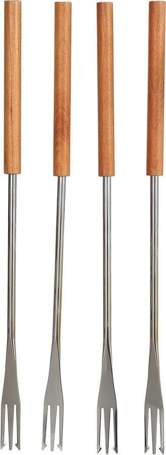 Fondue Vorken Hout Metaal Gezellig Eten Kersenhouten Handvat 4 Stuks 26 cm Niet gespecificeerd