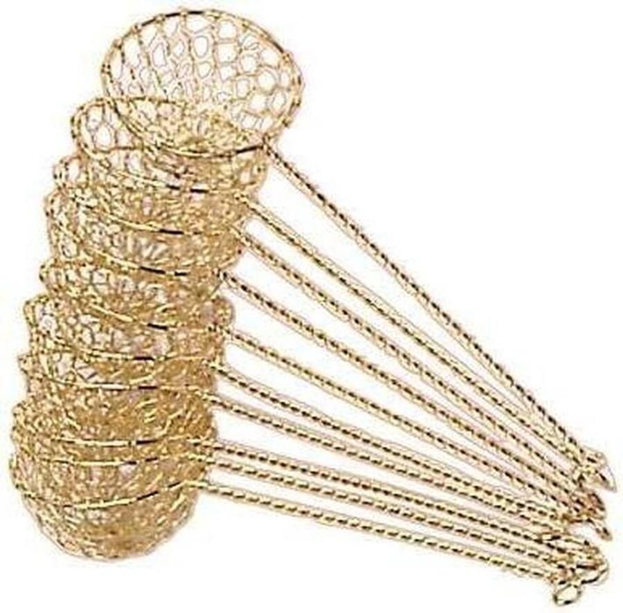 Fondue Zeeflepels Scheplepels Set Dineren Bereiden Authentiek Ontwerp 10 Stuks 6cm Goudkleurig