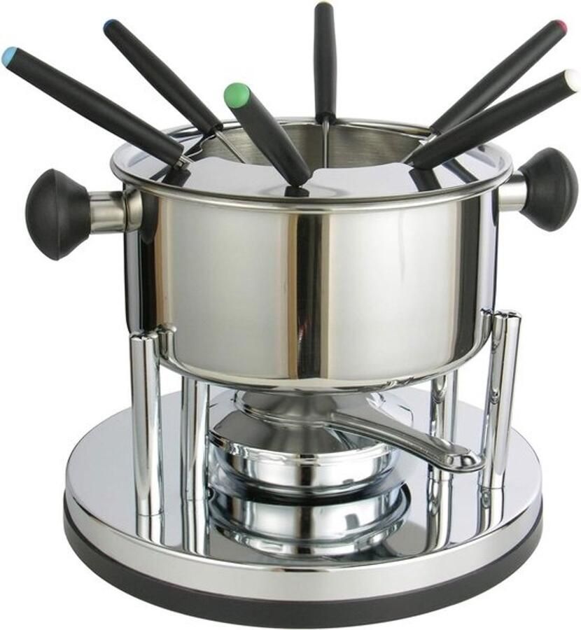 Fondueset 6 personen Roestvrij staal Gezellig tafelen Valbeveiliging pot 10-delig Zilverkleurig - Foto 1