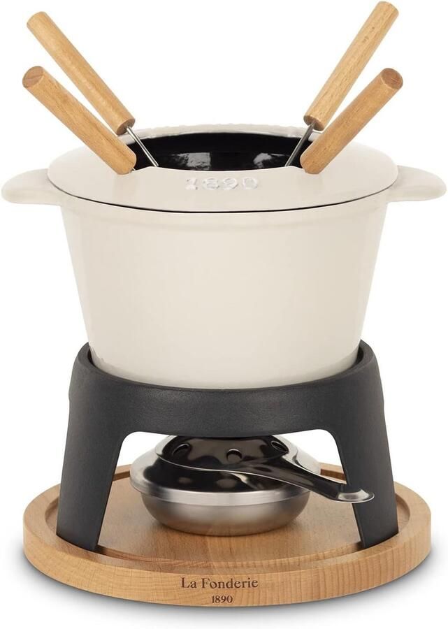 Fondueset Gietijzer Kaasfondue Chocoladefondue Gezellige Avonden Voor 4 personen 12 Liter Zwart