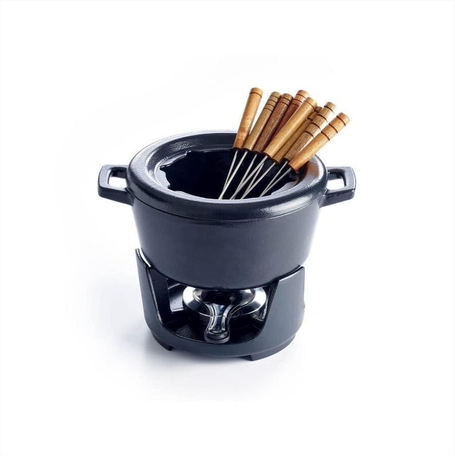 Fondueset Gietijzeren pan Gezellig tafelen Ronde vorm 2 liter Zwart