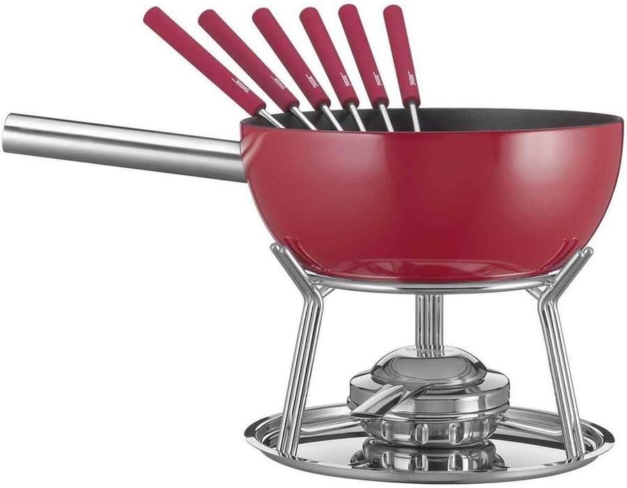 Fondueset Kaasfondue Gezellig tafelen Antiaanbaklaag 2 liter Rood