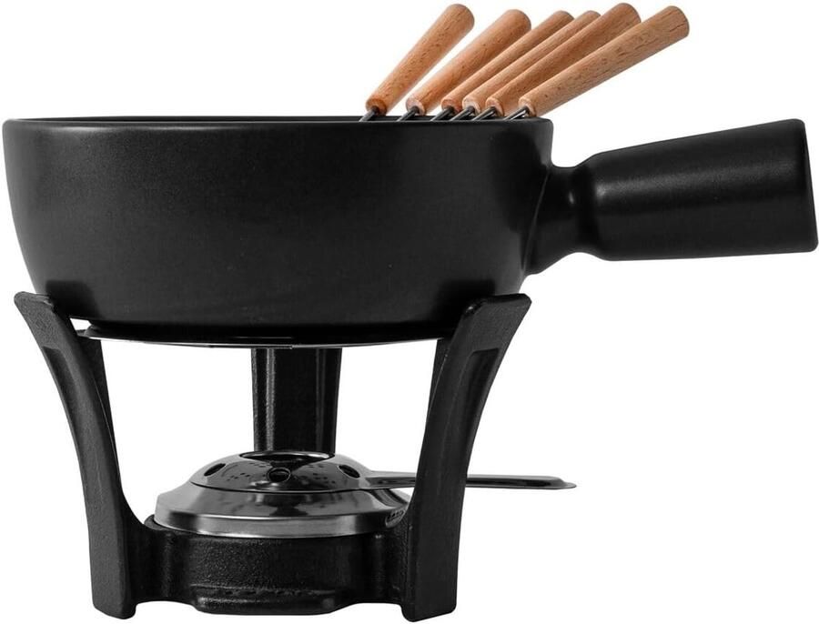 Fondueset Kaasfondue Set Gezellig Tafelen Vaatwasserbestendige Pan 13 Liter Zwart
