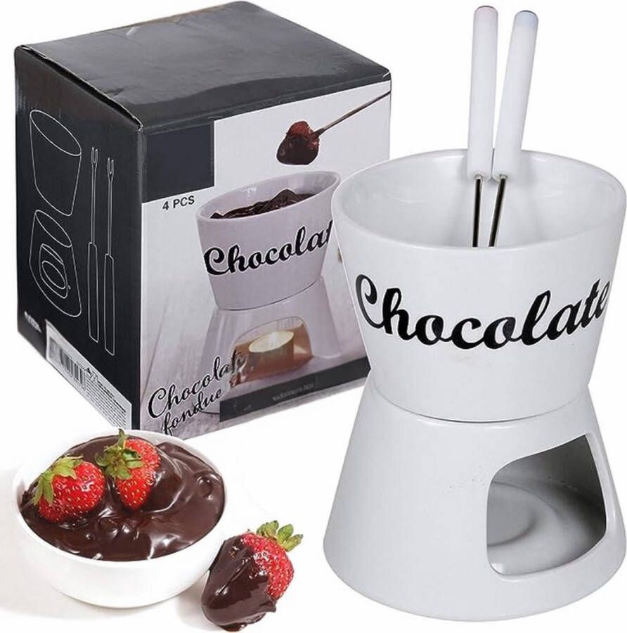 Fondueset Kerstmis Fondueset Chocolade Fondue Wit 2 Vorken