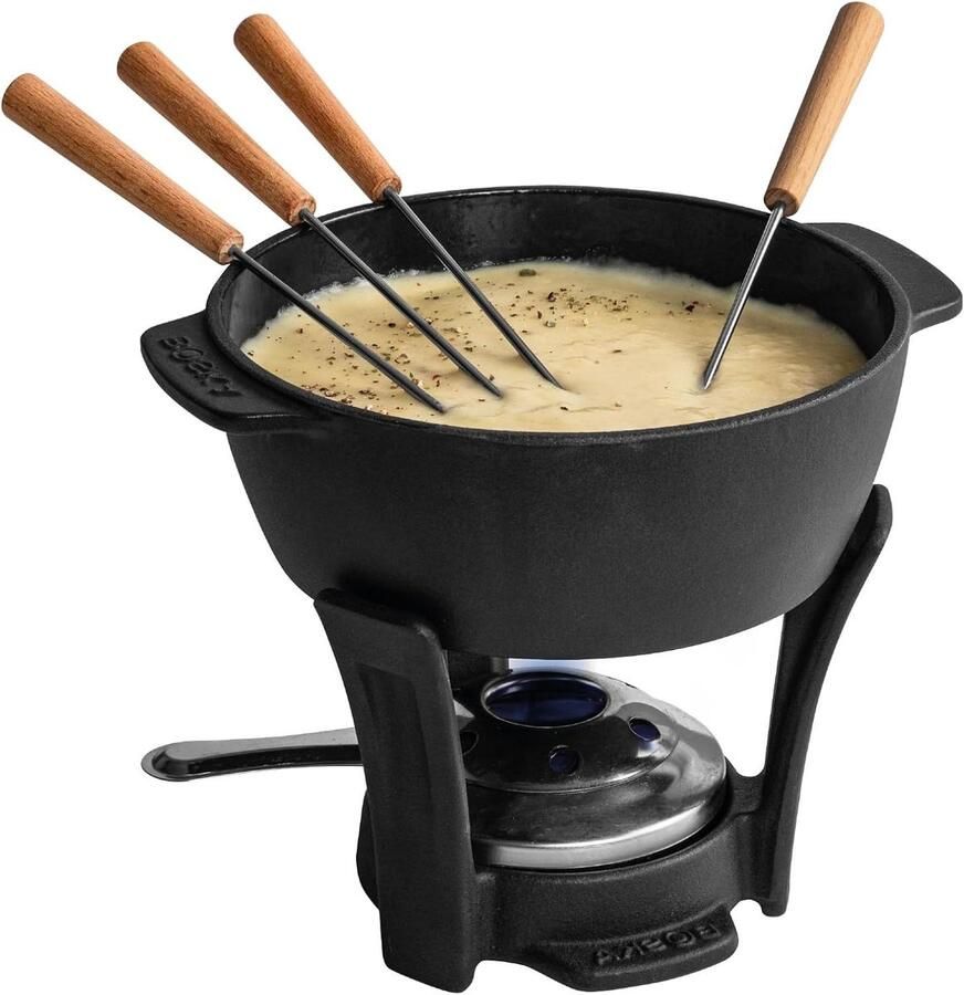 Fondueset Party Kaasfondue set Gezellig dineren Duurzaam gietijzer 1.1 Liter Zwart