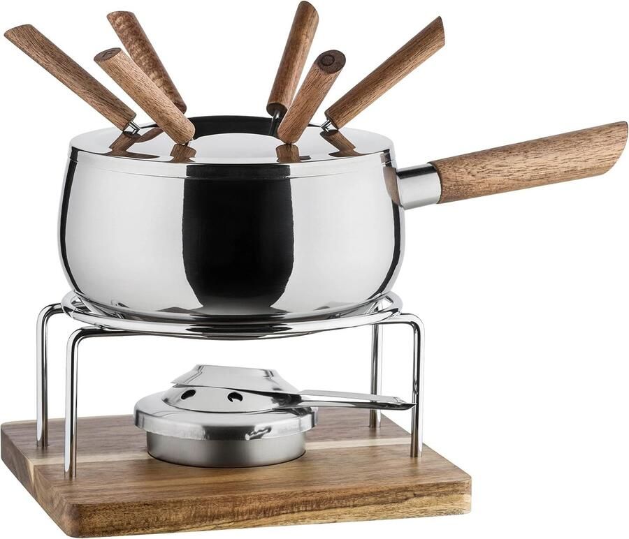 Fondueset voor 6 Personen Roestvrij Staal 1 9 Liter Modern Rustiek Design Voor Vleesfondue