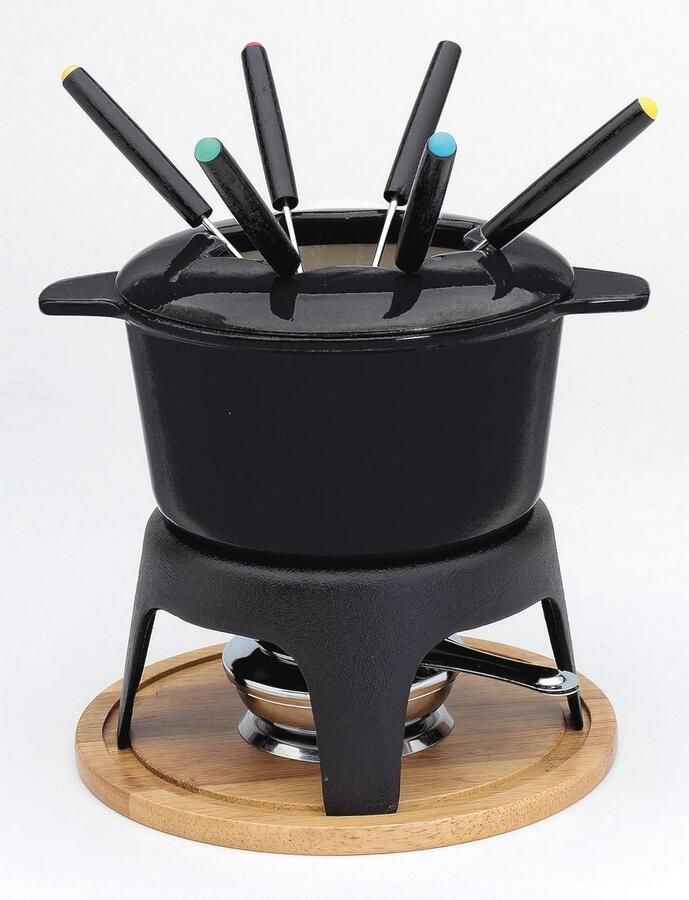 Fondueset Zwart Gietijzeren Fondue Set voor Gezellige Avonden