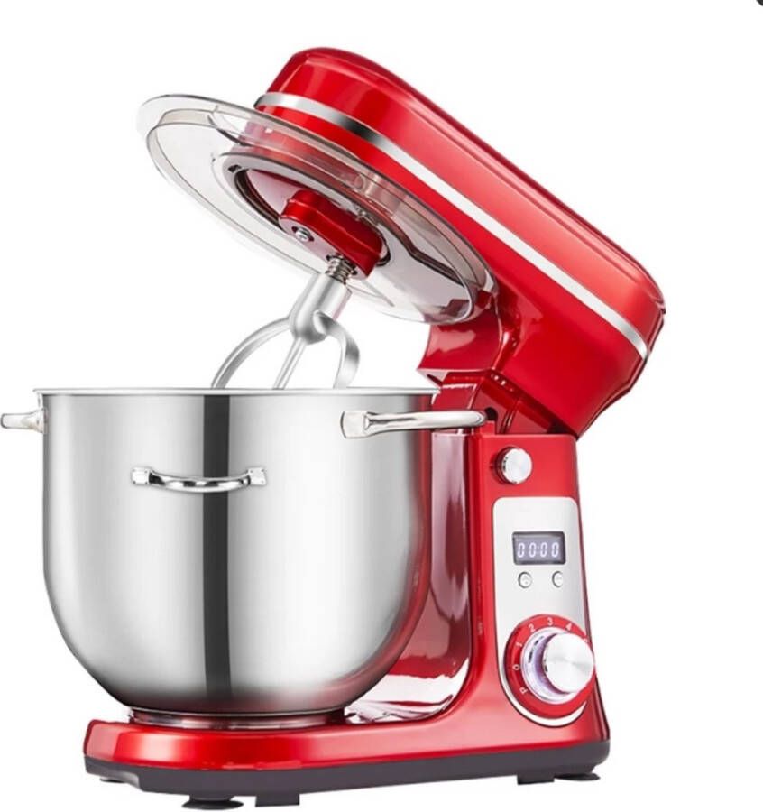 Food processor 3-in-1 Food processor Chopper Mixer with mixing bowl Kitchen mixer 1200W Stainless steel mixing bowl (6L) Red