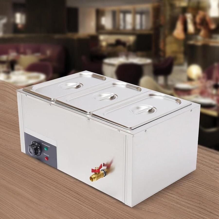 Food Warmer Bain Marie Warmhoudbak Buffet Warm Houden Gelijkmatige Warmtecirculatie 7 Liter Zilver