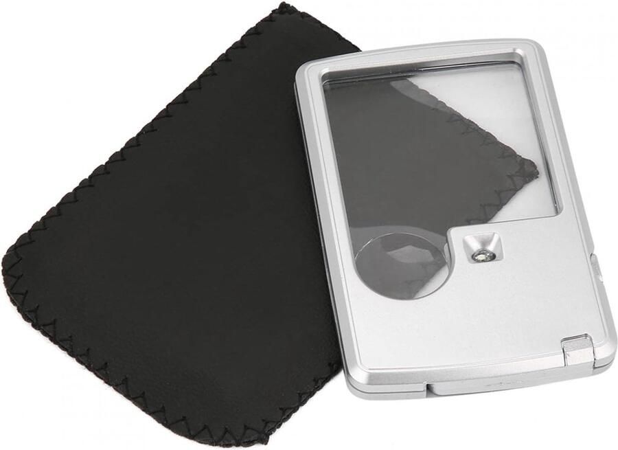 Formaat vergrootglas Pocket Vierkante Vergrootglas met LED Licht Pocket Vierkante Vergrootglas 3X 6X Lens met Lederen Case