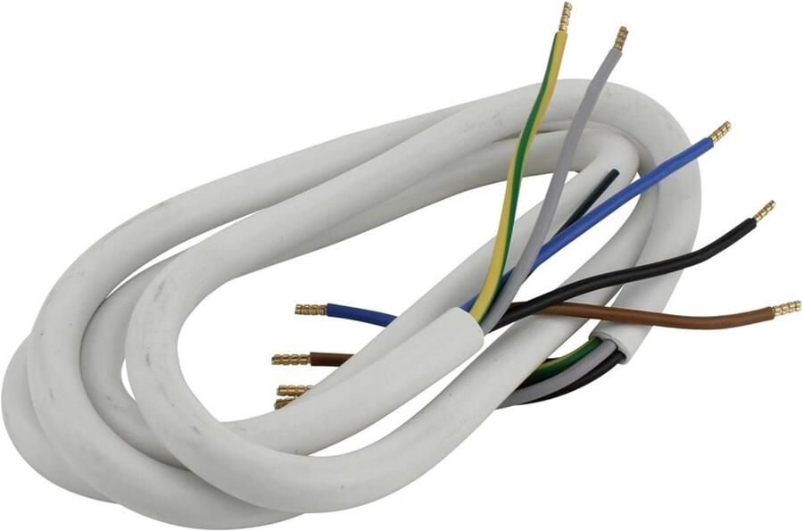 Fornuis Aansluitkabel 5G 2.5mm² 2 Meter Wit Voor Laag en Gemiddeld Belaste Apparaten