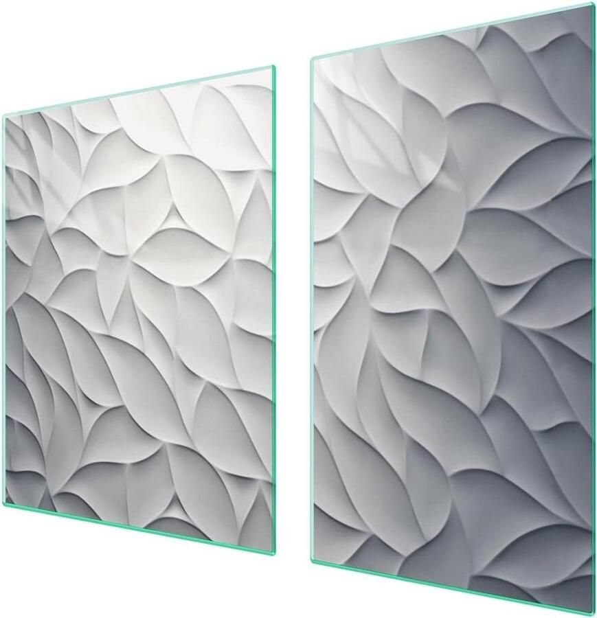 Fornuis afdekplaat 2-delig Kookplaat beschermer Keuken decoreren Gehard glas 100x52 cm Multicolor