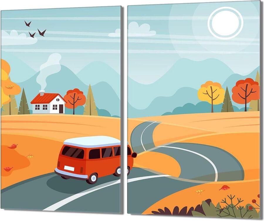 Fornuis afdekplaat 2-delig Kookplaat beschermer snijplank Keukenwerkblad vergroten Gehard glas 4mm dik 2x 30x52 cm Mozaïek