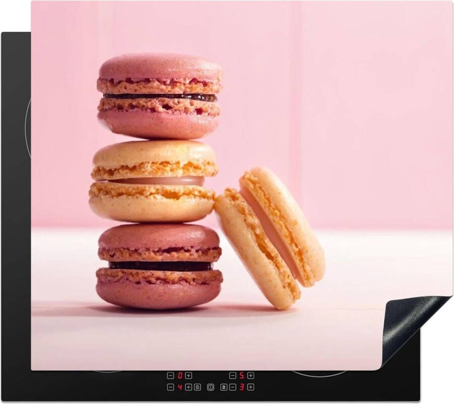Fornuis afdekplaat eendelig keuken kookplaat afdekking keramische kookplaatafdekking oprolbare mat macarons bont Parijs roze 60x52 cm