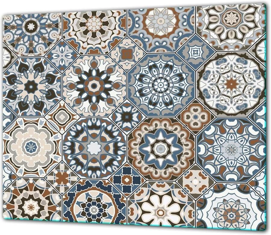 Fornuis Afdekplaat Glas Kookplaat Beschermer Keuken Decoratie Gehard Glas 60x52 cm Multicolor Mozaïek