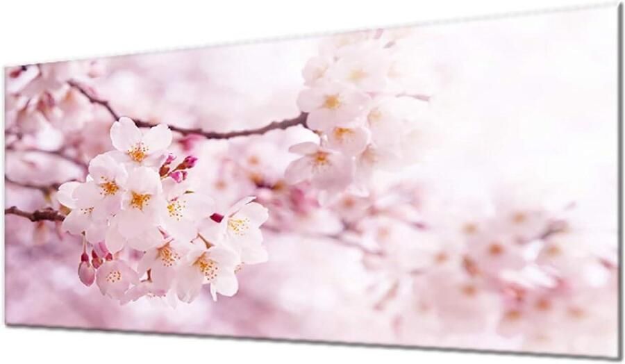 Fornuis Afdekplaat Glas Spatplaat Kookplaat Keuken Werkblad Krasbestendig 4mm Glas 90 x 52 cm Bloemen Roze