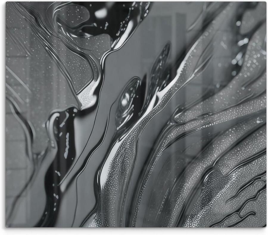 Fornuis Afdekplaat Glas Werkblad Beschermer Keuken Beschermen 3D Diepte Effect 60 x 52 cm Grijs Metallic