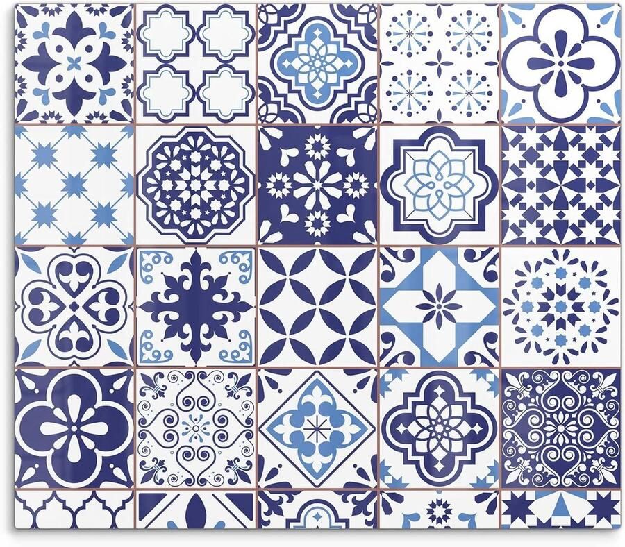 Fornuis Afdekplaat Glasplaat Kookplaat Keuken Beschermen 3D Diepte Effect 60 x 52 cm Azulejo Tegels