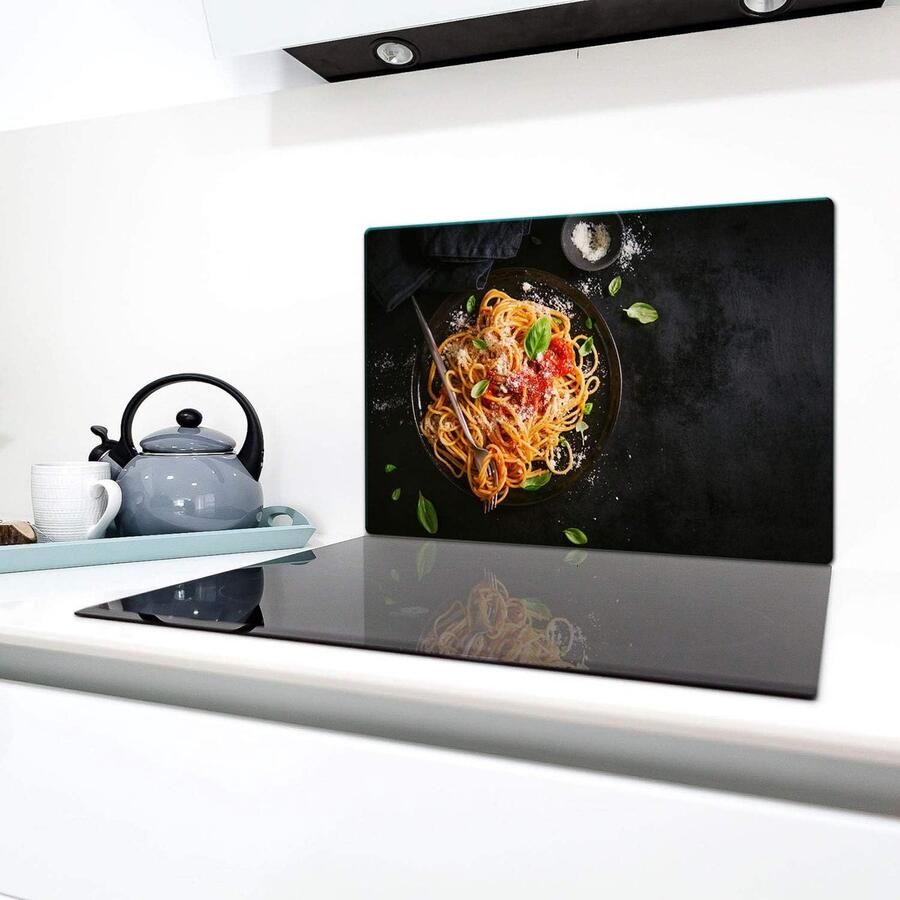 Fornuis Afdekplaat Glasplaat Kookplaat Keuken Beschermen Hittebestendig Glas 80 x 52 cm Zwart