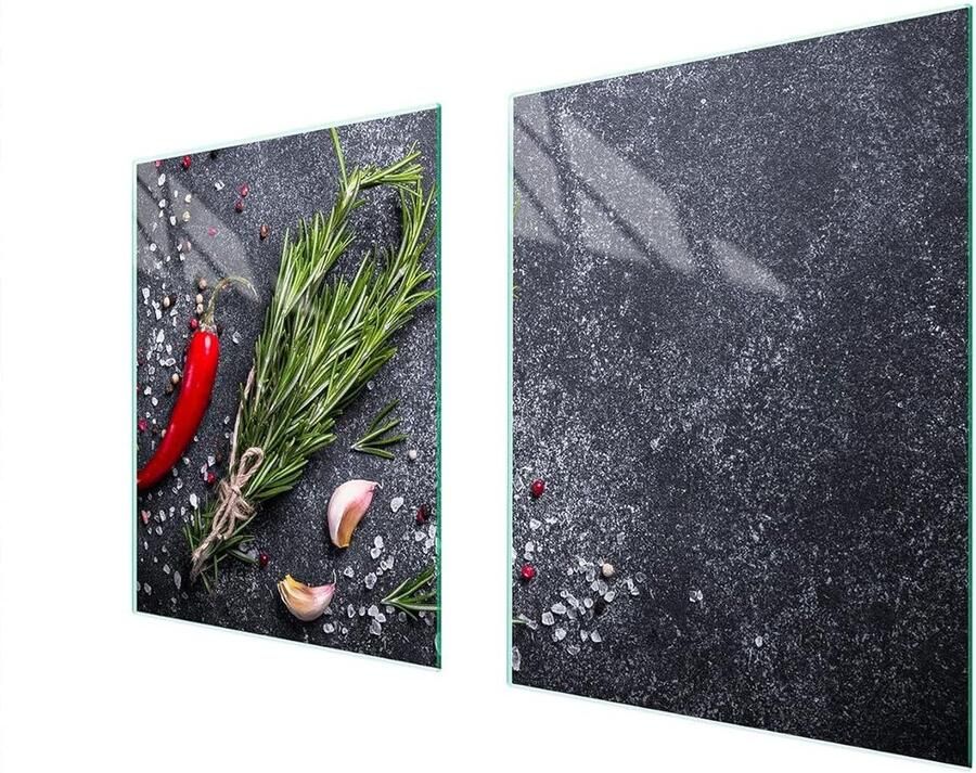 Fornuis Afdekplaat Glasplaat Kookplaat Keuken Werkblad Tweedelig Gehard Glas 85 x 52 cm Leisteen