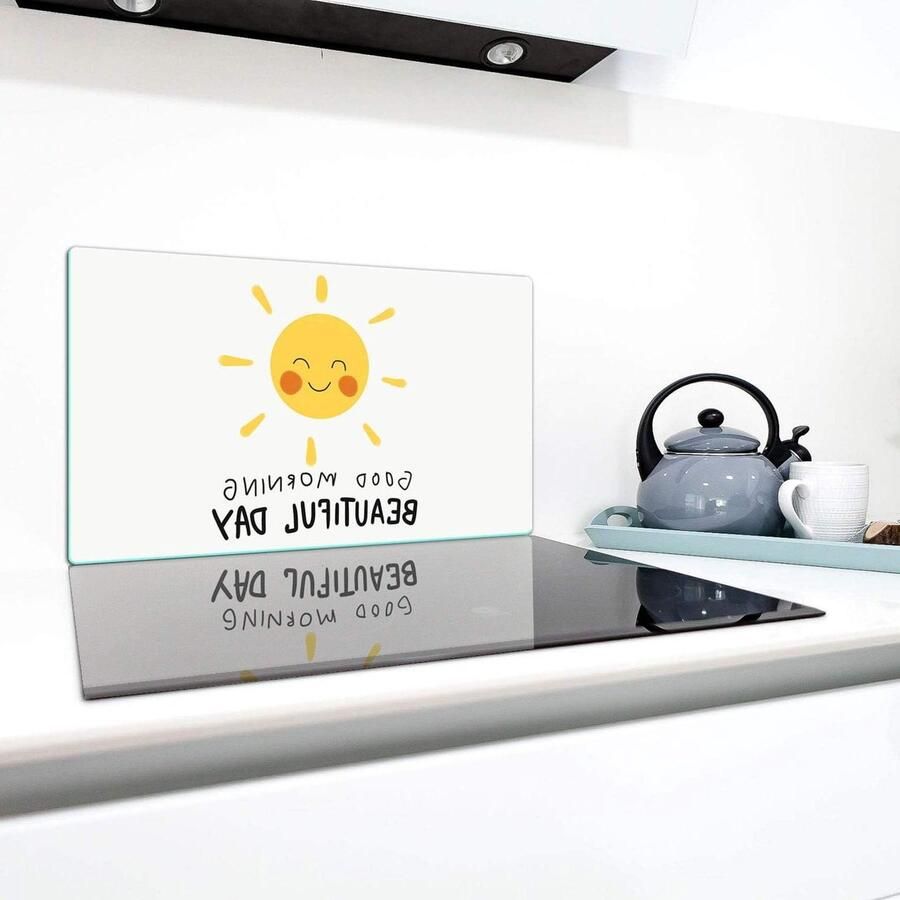 Fornuis Afdekplaat Glasplaat Spatbescherming Keuken Beschermen Gehard Glas 90 x 52 cm Zon