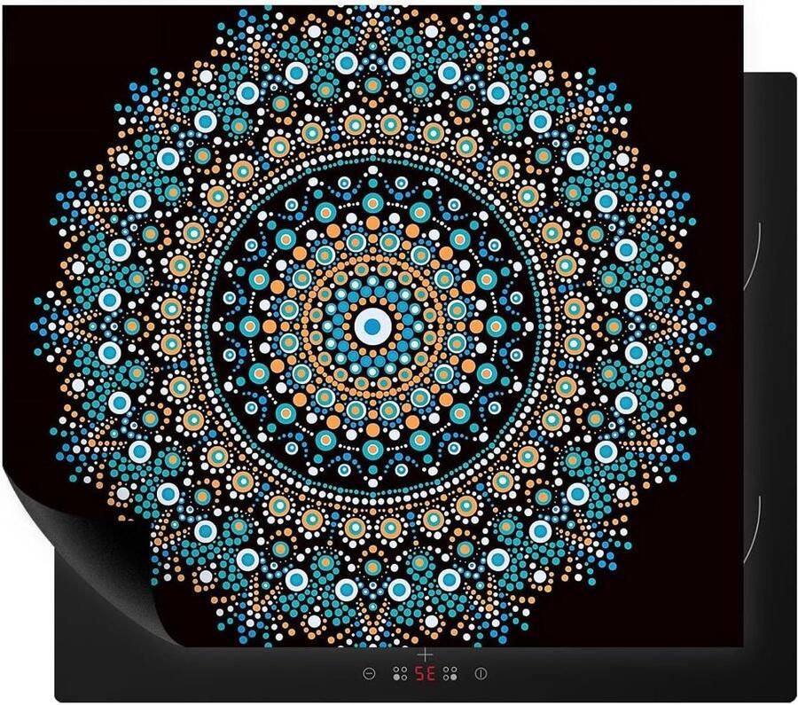 Fornuis Afdekplaat Inductiemat Werkbladbeschermer Kookplaat Beschermen Antislip Materiaal 60 x 52 cm Mandala Kleurrijk