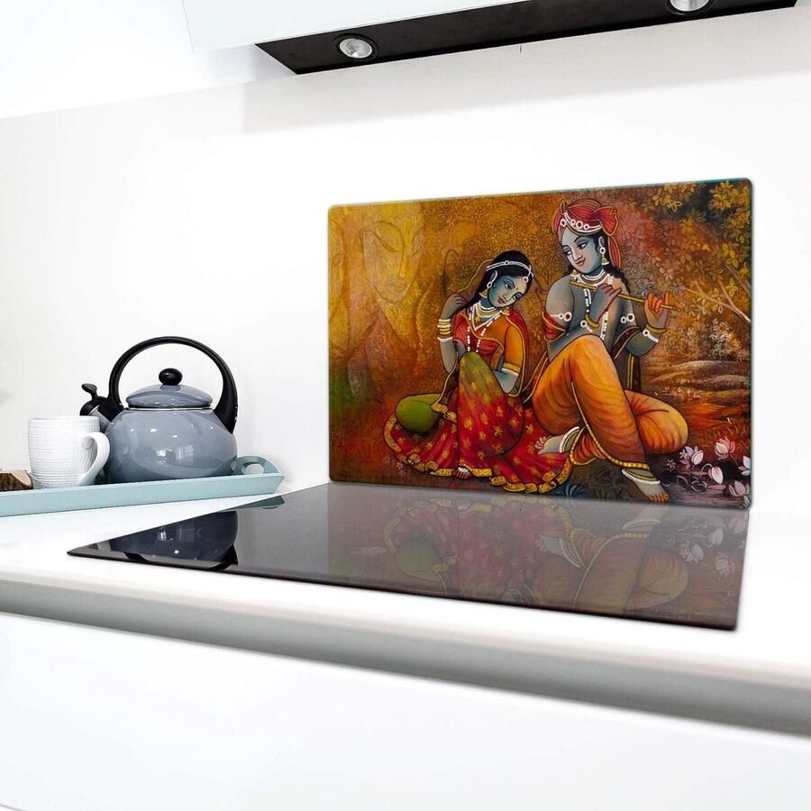 Fornuis Afdekplaat Keramische Deksel Keuken Beschermen Gehard Glas 80 x 52 cm Bruin