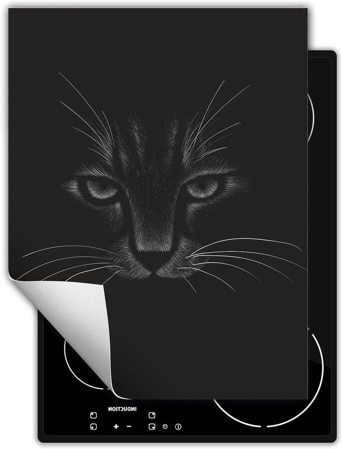 Fornuis Afdekplaat Kookplaat Beschermer Extra Werkruimte Antislip Vinyl 40x52 cm Zwarte Kat