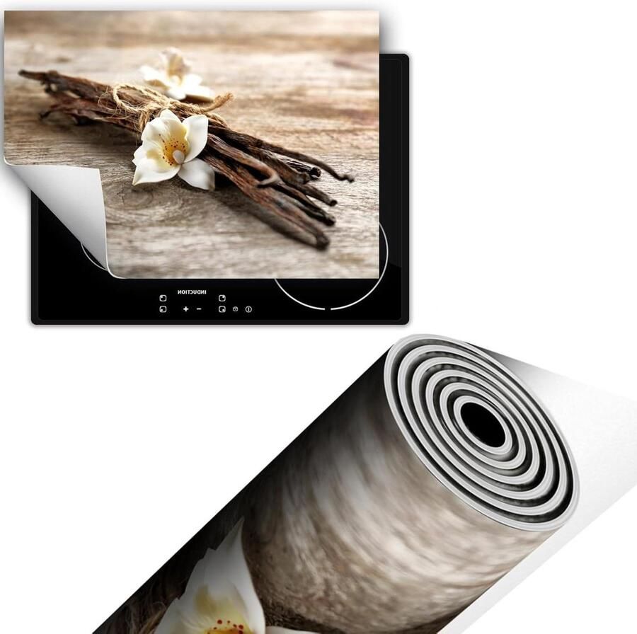Fornuis Afdekplaat Kookplaat Beschermer Extra Werkruimte Antislip Vinyl Materiaal 70x52 cm Bloem Hout