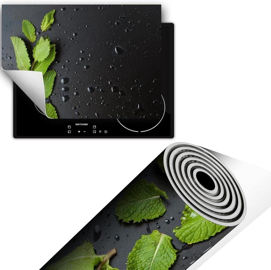 Fornuis Afdekplaat Kookplaat Beschermer Extra Werkruimte Creëren Antislip Vinyl Materiaal 70x52 cm Zwarte Munt