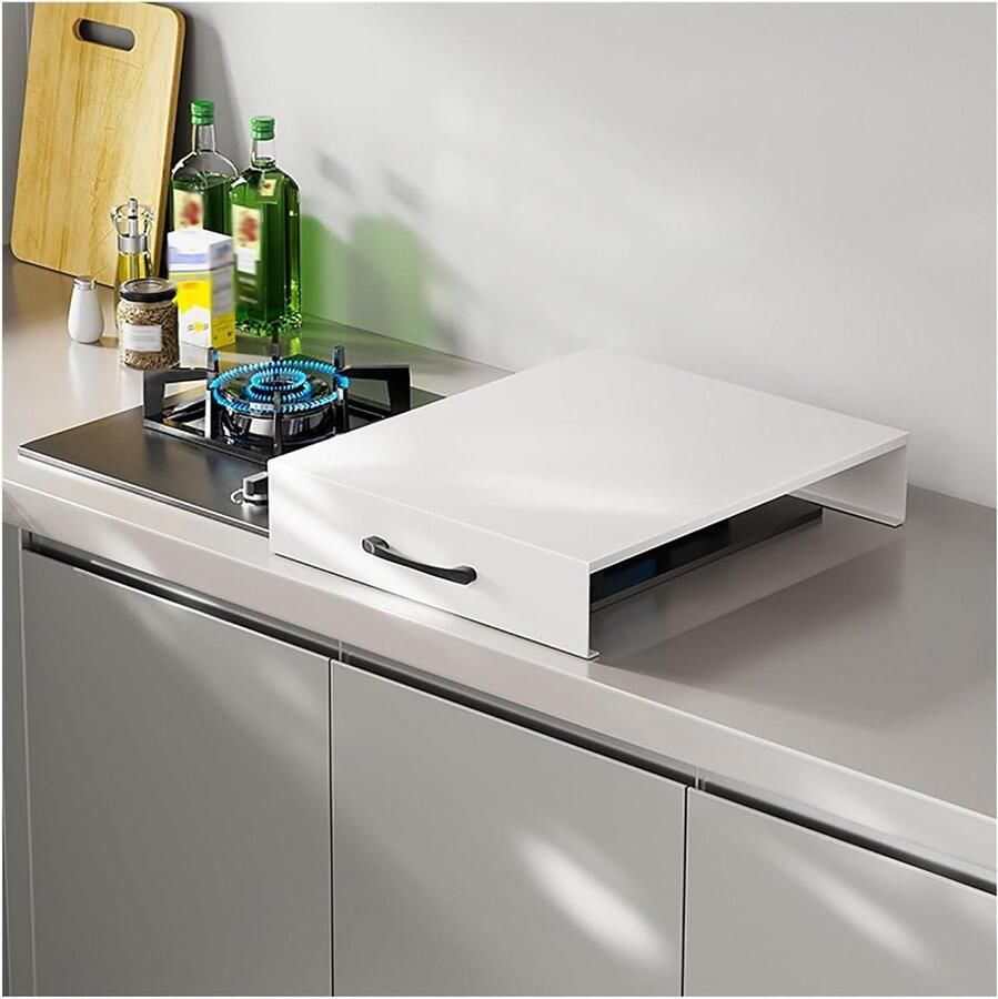 Fornuis Afdekplaat Kookplaat Beschermer Extra Werkruimte Met Handvat 35 x 45 cm Wit